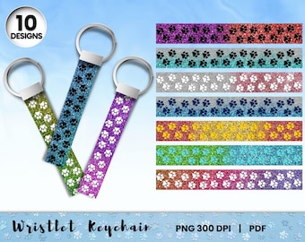 Dog Paw Key Fob, Pet Lover Wristlet, Fob Keychain Graphics, Wristlet png, Keychain Wristlet Sublimation Design