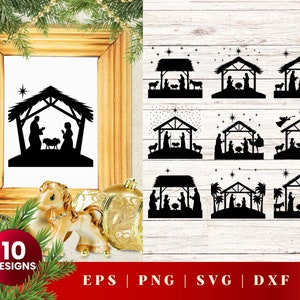 Nativity Svg Bundle, Christmas, Silhouettes Cut Files