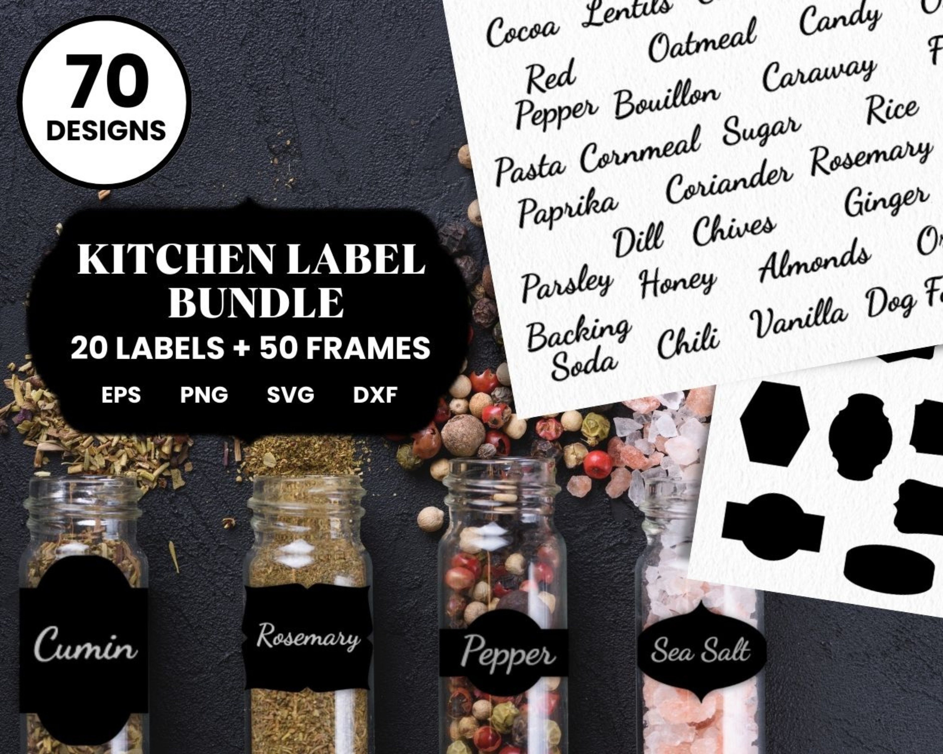 Spice Jar Labels Template, Modern Minimalist Kitchen Labels, Herbs & Seasoning  Labels, DIY Spice Label, Corjl Template FREE Demo 86 