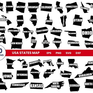Bundle Svg de carte des États-Unis, 50 États, carte des États-Unis, Svg de l'État des États-Unis, Illustration, lot SVG, fichiers coupés