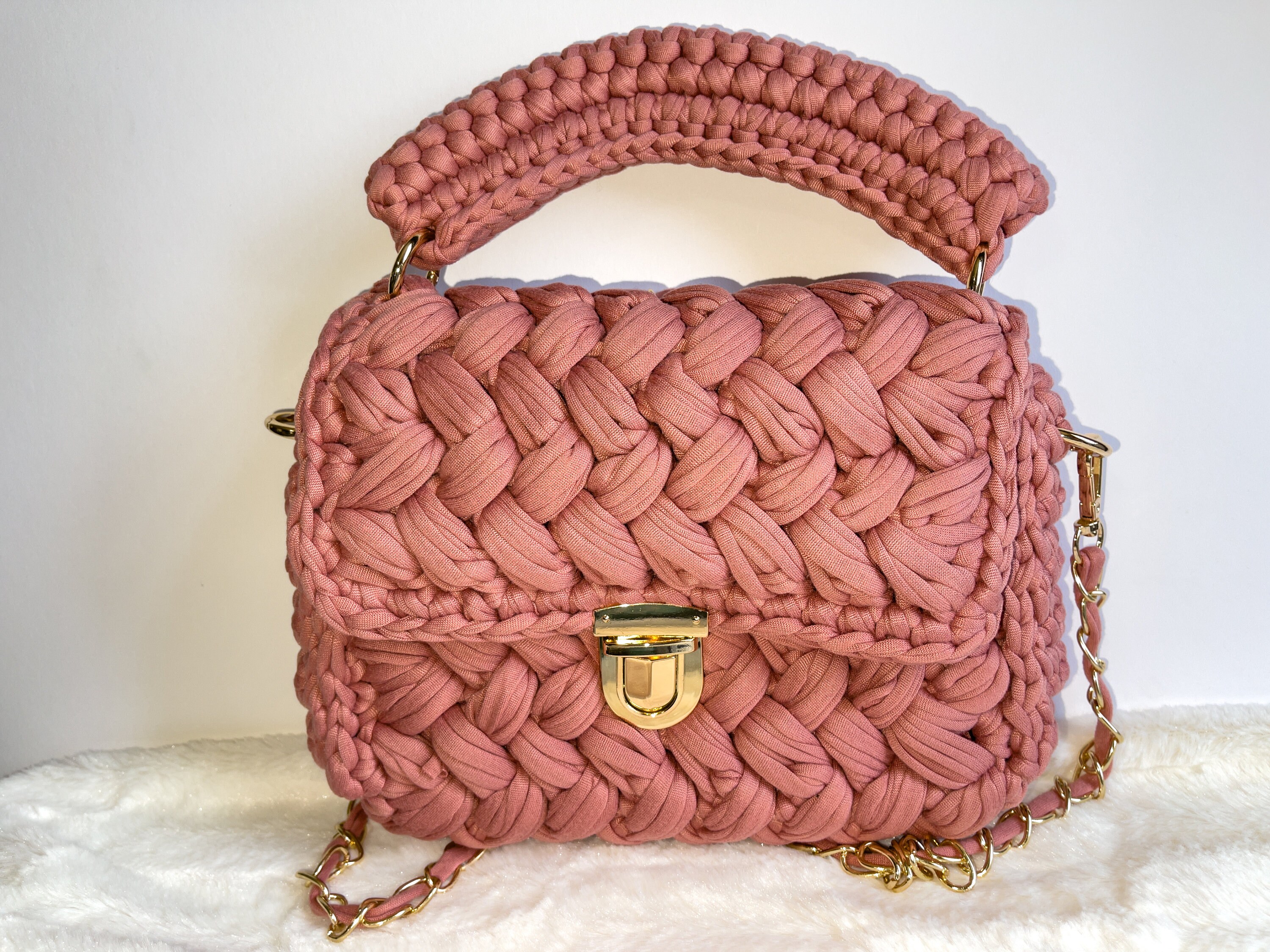 4-Piece Luxury Crochet Yarn Handbag