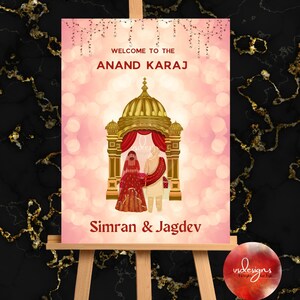Anand karaj welcome sign sikh wedding welcome sign punjabi wedding welcome sign anand karaj signs sikh punjabi welcome sign indian wedding