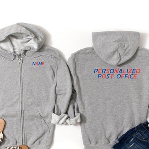 Personalized Post Office Zippered Hoodie, Custom Post Office or Plant Zippered Hoodie, Postal Worker Jacket, Personalized Postal Hoodie