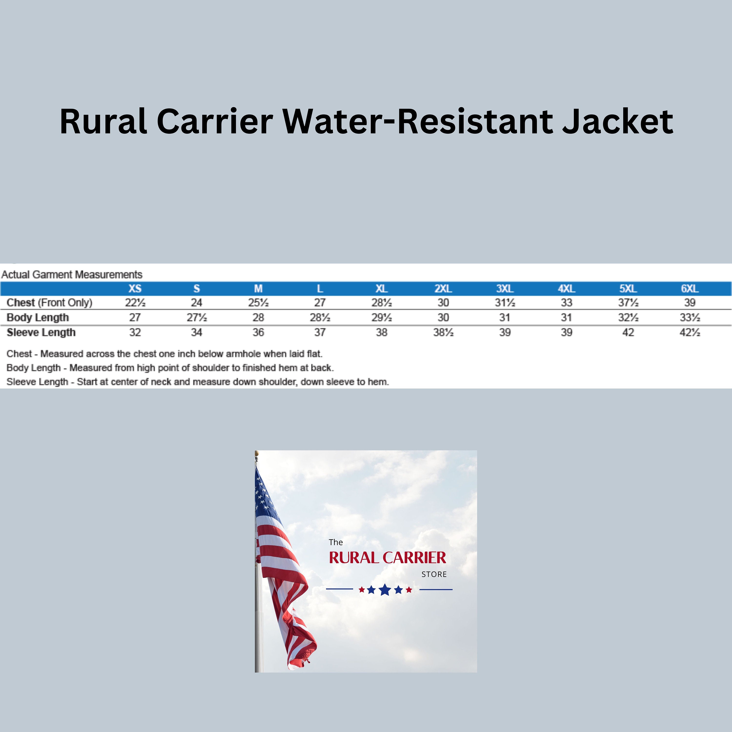 Rural Carrier Waterresistant Jacket, Rain Jacket for Rural Carriers
