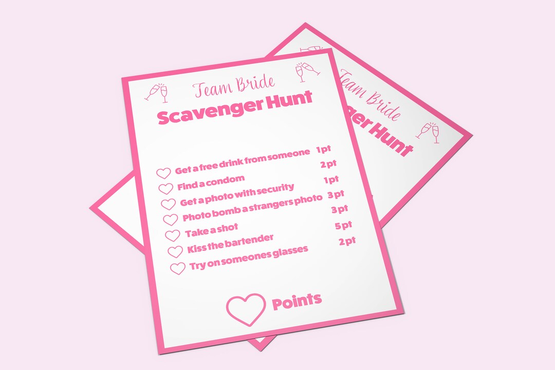 Hen Party Scavenger Hunt Print Bachelorette Game - Etsy