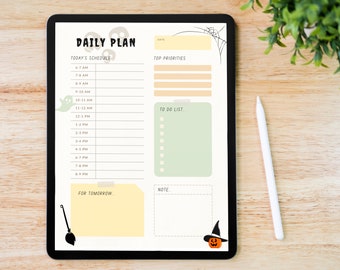 Digital Daily Planner | Printable | Halloween | Productivity | Work Day ...
