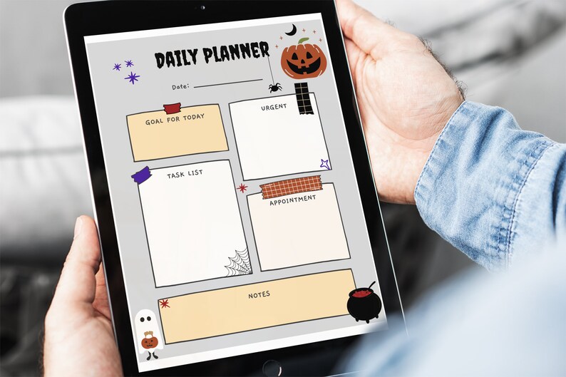 Digital Daily Planner Printable Halloween Productivity - Etsy