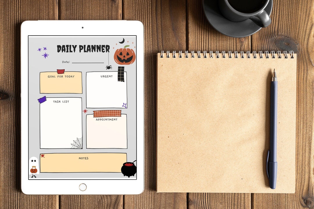 Digital Daily Planner | Printable | Halloween | Productivity | Work Day ...