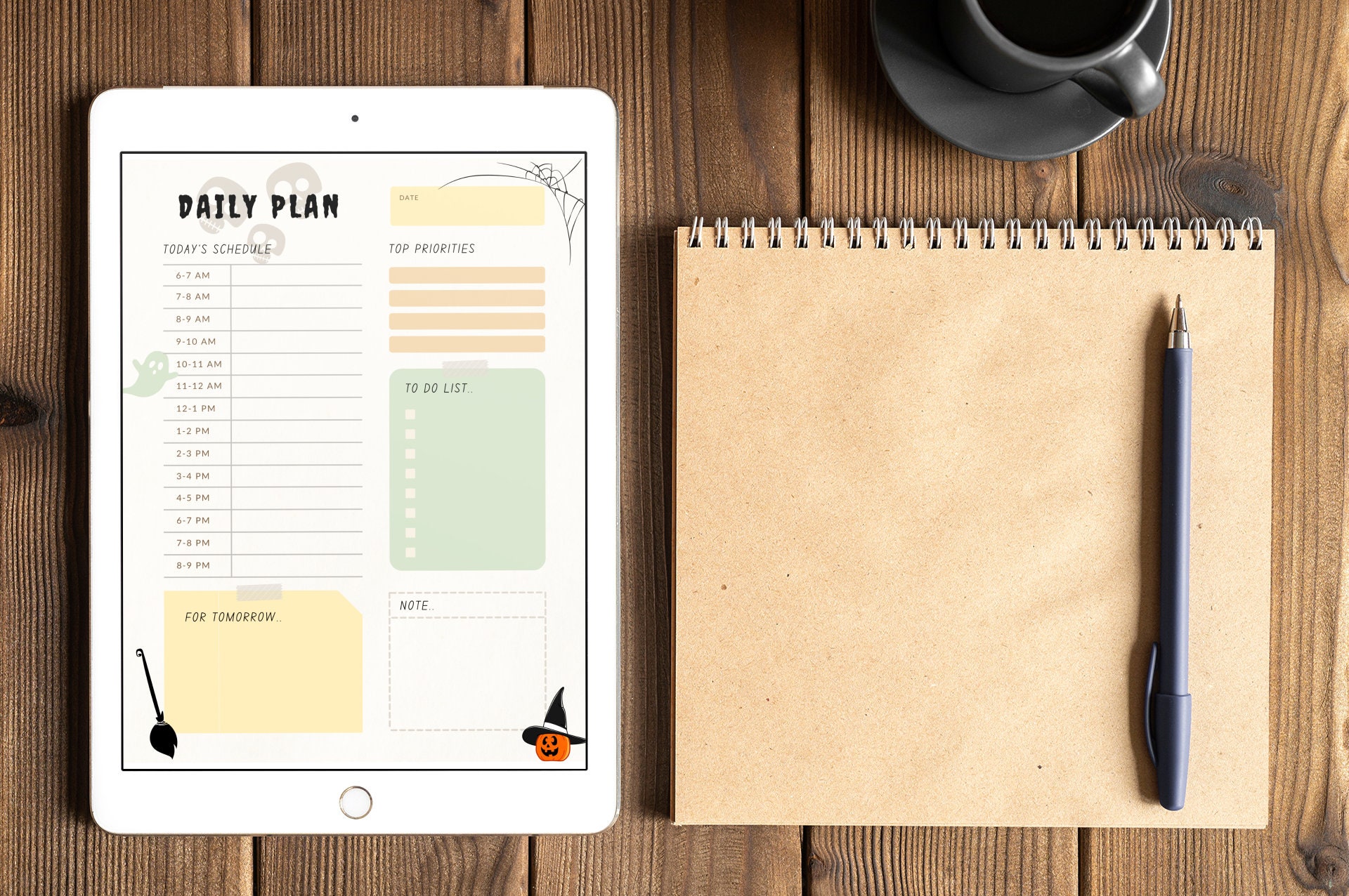Digital Daily Planner | Printable | Halloween | Productivity | Work Day ...
