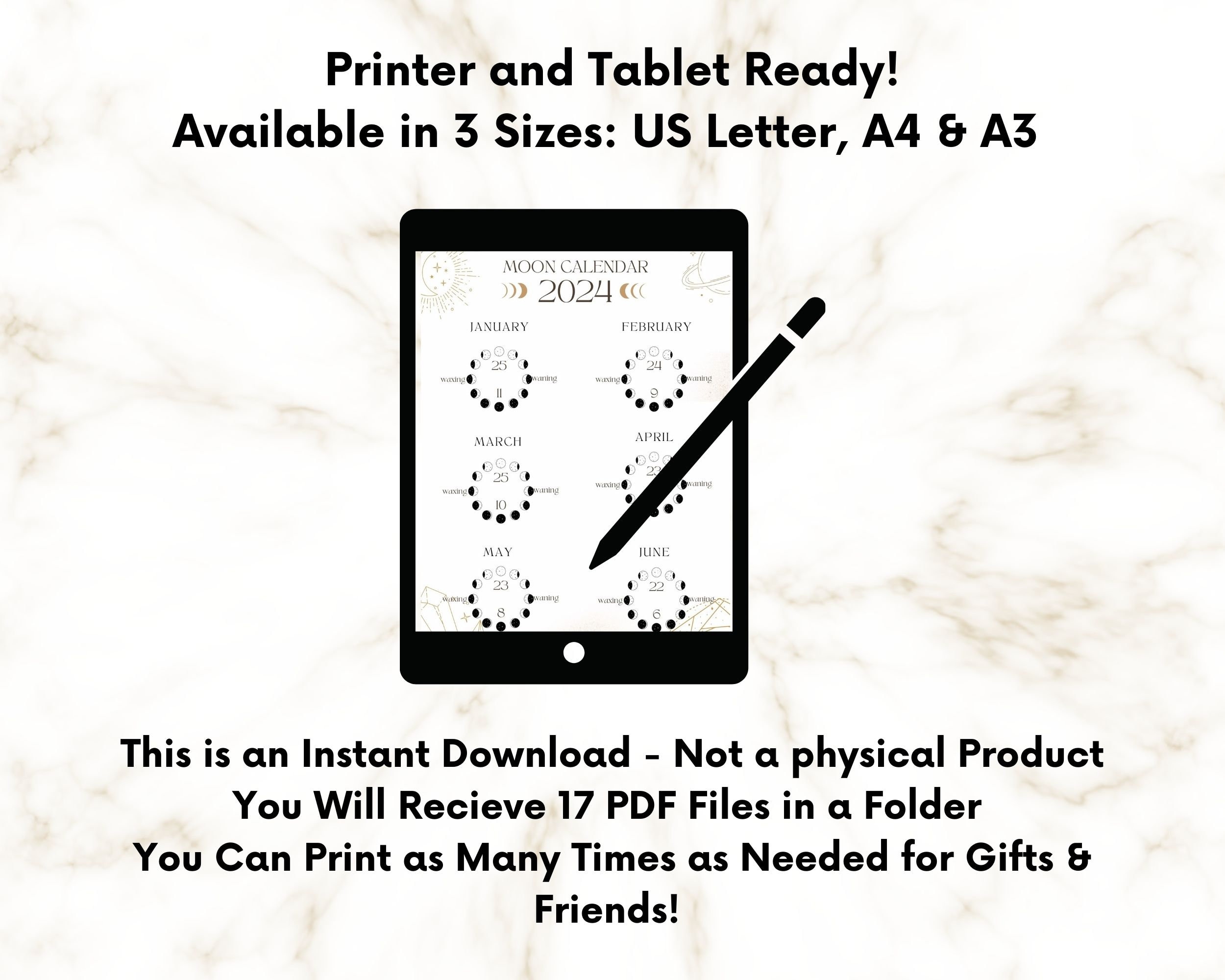 2023 2024 Moon & Astrology Calendar Instant Download Moon Etsy
