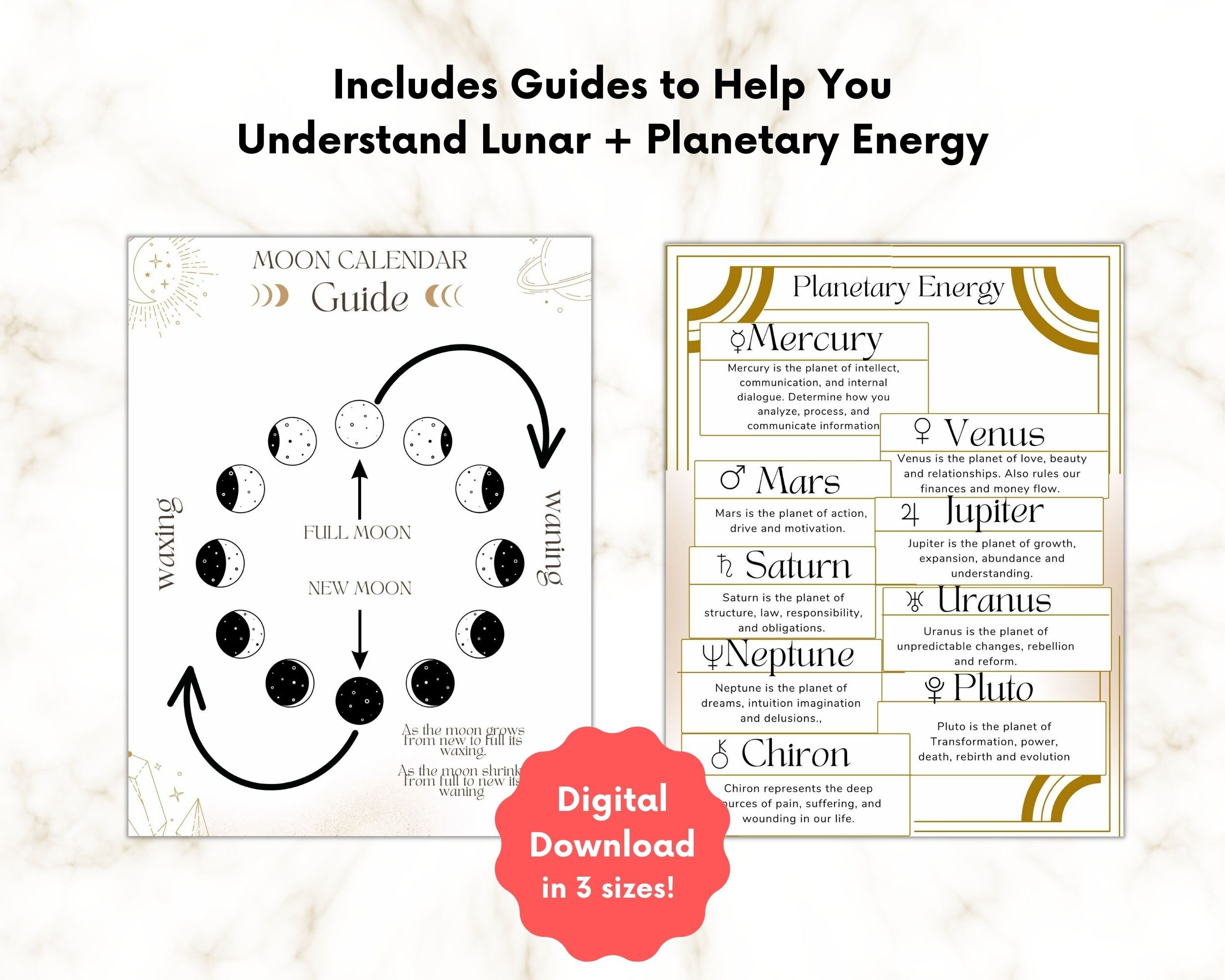 2023 2024 Moon & Astrology Calendar Instant Download Moon Phase and