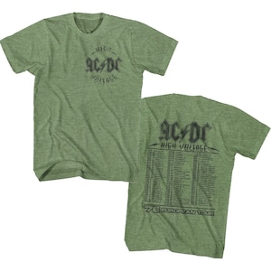ACDC Shirt High Voltage European Tour 76 Adult T-Shirts AC/DC Rock Music Band Merch Graphic Tees Gift