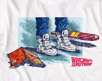 Back to The Future Marty Footwear & Hoverboard Adult T Shirt Comic Sketch McFly Tees