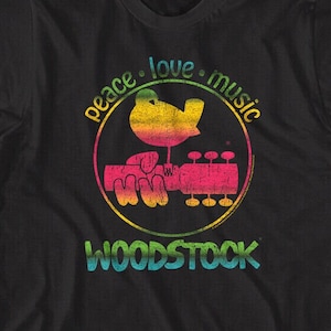 Woodstock Rainbow Peace Love & Music Adult T-Shirt
