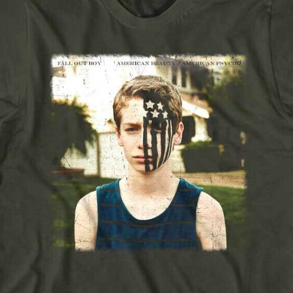 Fall Out Boy American Beauty / Psycho Album Adult T-Shirt USA Flag Alt Rock Punk