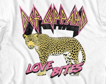 Def Leppard Men's T-shirt Love Bites Wild Leopard Graphic Tee Rock