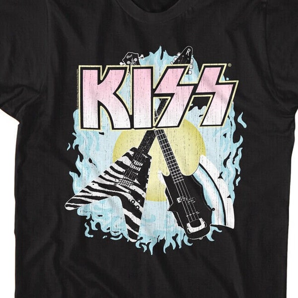 KISS Band T shirt Glam Rock Guitars Adult Tees