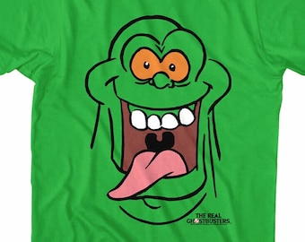 Ghostbusters Slimer Face Adult T-Shirt Vintage 80's TV Cartoon Ghost