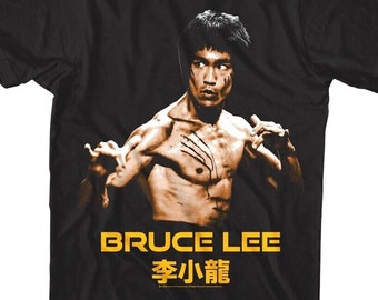 Chemise adulte Bruce Lee, poitrine rayée, t-shirts de film d'action de kung-fu