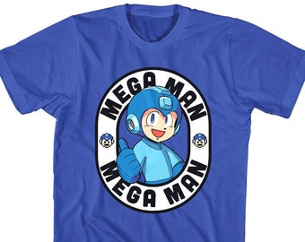 Megaman Shirt Big Thumbs Up Retro Rokkuman Capcom Video Gamer Tees