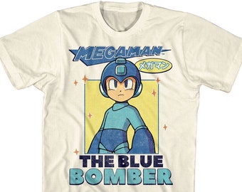 Mega Man Shirt Japanese Blue Bomber Kanji Rokkuman Capcom Tees