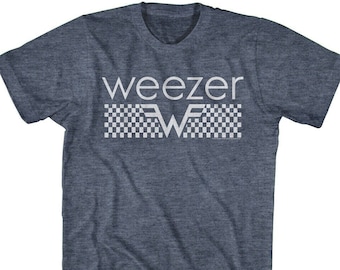 Weezer Men's T-shirt Vintage Checkered Logo Graphic Tee Alt Rock