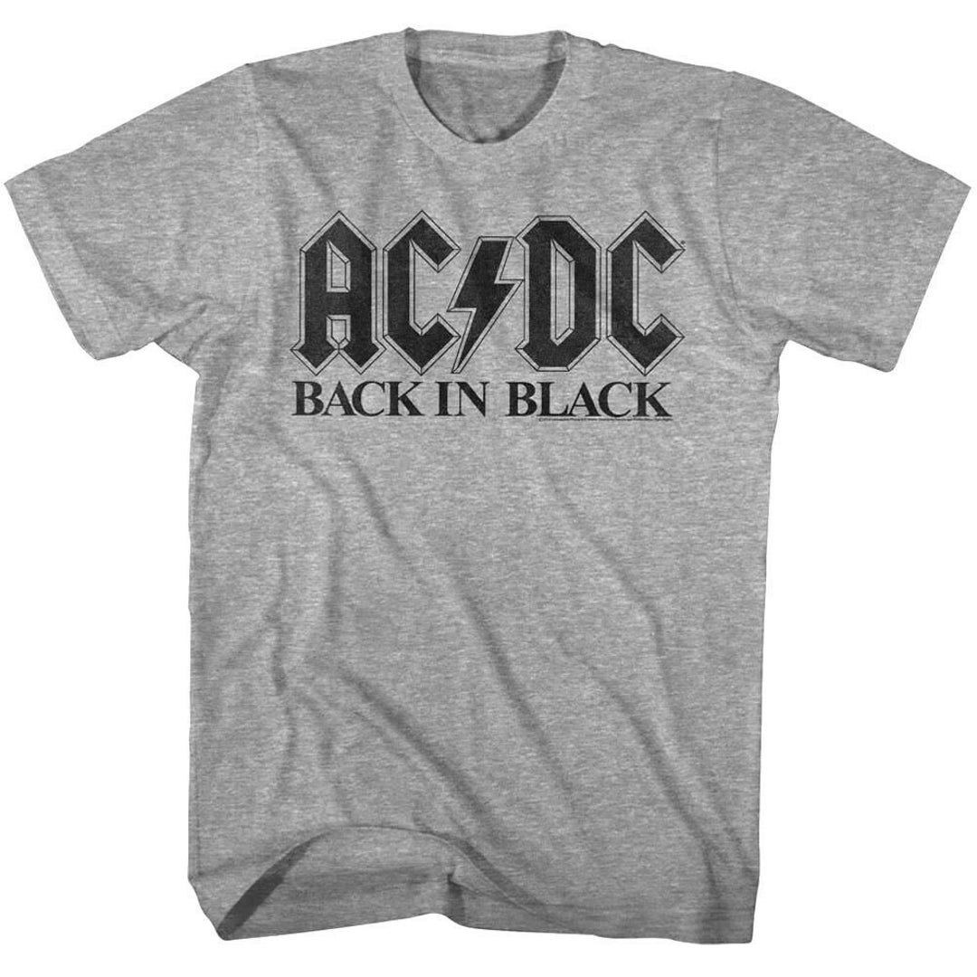ACDC Shirt Back in Black | Adult Gray T-shirt AC DC Music Rock