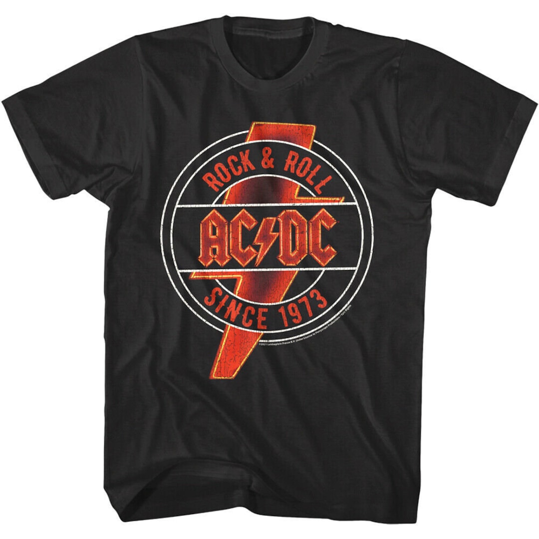 ACDC Shirt Vintage Neon Adult T-shirts AC/DC Rock Music Band Merch ...