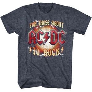 ACDC For Those About to Rock Lightning Adult T-Shirts AC/DC Rock Music Band Merch Graphic Tees Gift