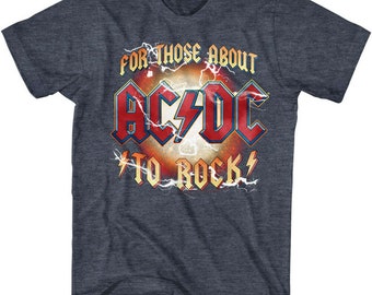 ACDC For Those About to Rock Lightning Adult T-Shirts AC/DC Rock Music Band Merch Graphic Tees Gift