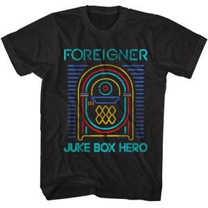 Foreigner Shirt Neon Juke Box Hero Adult Rock Music T-Shirt