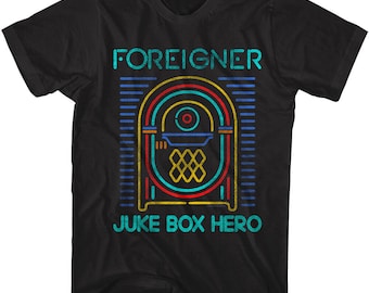 Foreigner Shirt Neon Juke Box Hero Adult Rock Music T-Shirt