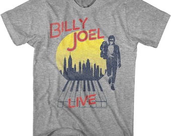 Billy Joel Piano Man Live T-shirt: NYC Skyline, 80's Pop Rock