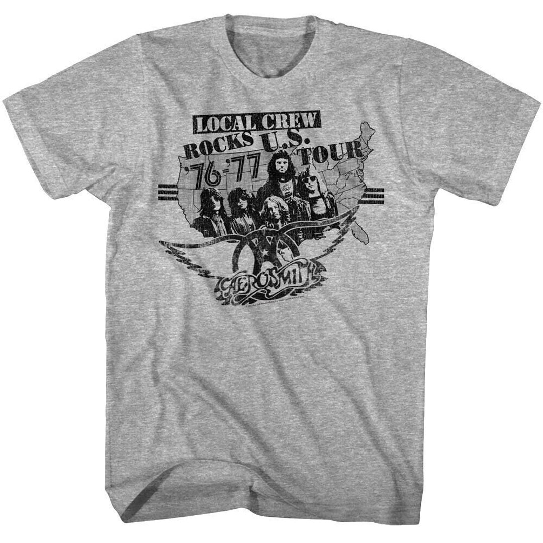 AEROSMITH Local Crew Rocks U.S. Tour 76-77 Adult T-shirt