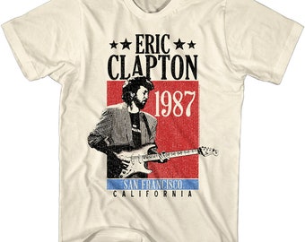 Eric Clapton Men's T-shirt San Francisco California 1987 Guitar