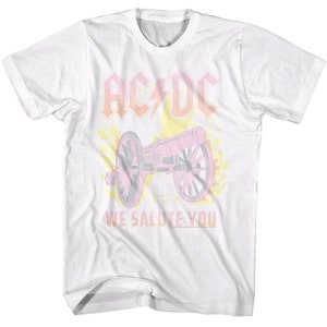 ACDC Shirt Faded Cannon Fire Adult T-Shirts AC/DC Rock Music Band Merch Graphic Tees Gift