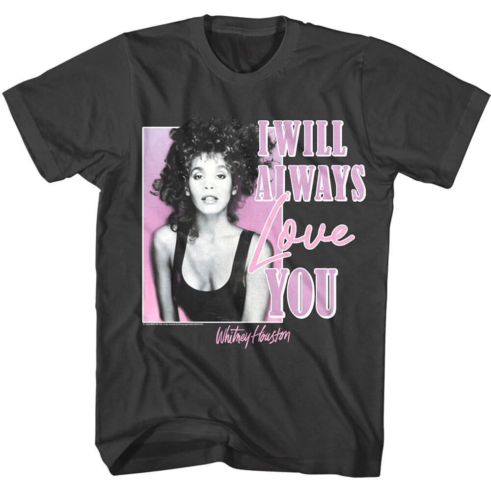 Bioworld Whitney Houston 90s Script Men's T-Shirt - Black Graphic Tee - View #10
