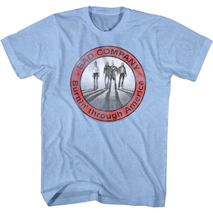 Bad Company Burning Through America Tour 1977 Adult T-Shirt Music Rock Band Vintage Graphic Tee Adult Tees