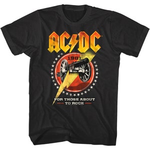 ACDC Shirt Cannon Lightning Bolt Adult T-Shirts AC/DC Rock Music Band Merch Graphic Tees Gift