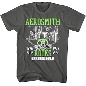 AEROSMITH Rocks World Tour 1977 Adult T-Shirt Vintage Stars Rock Band Album