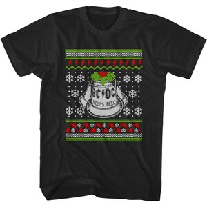 ACDC Shirt Christmas Hells Bells Adult T-Shirts AC/DC Rock Music Band Merch Graphic Tees Gift