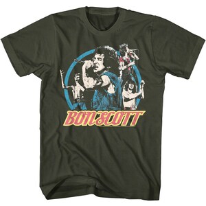 ACDC Shirt Many Moods of Bon Scott Adult T-Shirts AC/DC Rock Music Band Merch Graphic Tees Gift