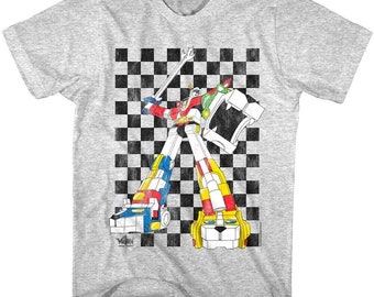 Voltron Lionforce Checkerboard Men's T Shirt Adult Tees