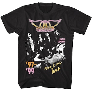 AEROSMITH Nine Lives Tour 97-99 Adult T-Shirt Live in Concert Rock Band Album