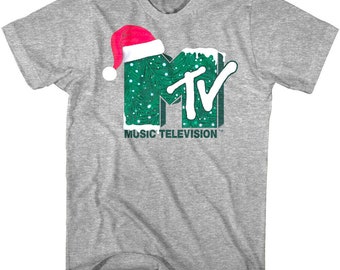 MTV Xmas Santa Hat Logo Adult T-Shirt