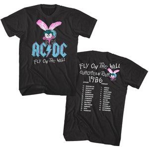 ACDC Shirt Fly On The Wall European Tour 1986 Adult T-Shirts AC/DC Rock Music Band Merch Graphic Tees Gift Adult Tees