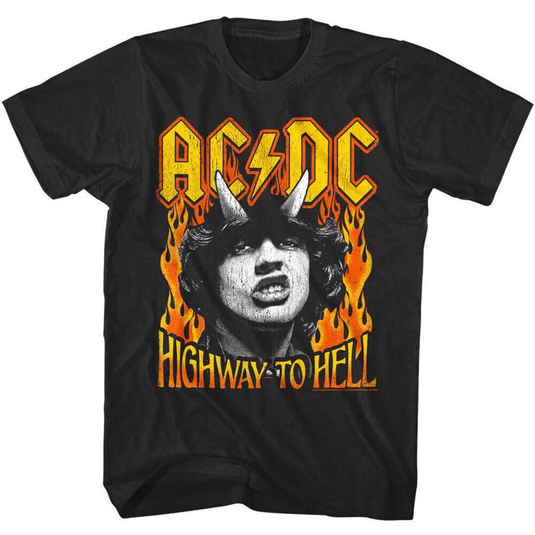 ACDC Shirt Highway to Hell Fire Adult T-shirts AC/DC Rock Music