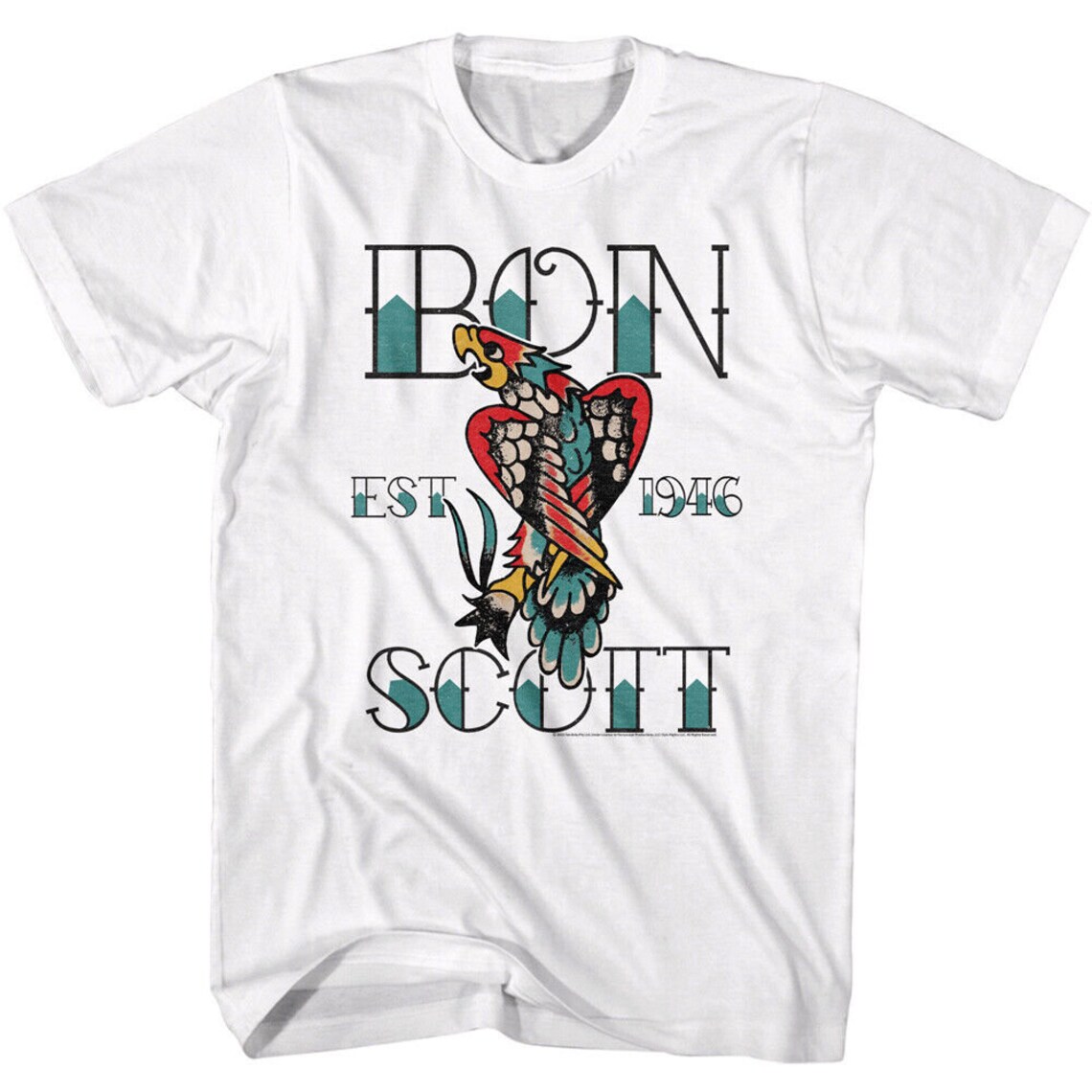 ACDC Shirt Bon Scott Parrot Tattoo Adult T-shirts AC/DC Rock Music Band ...