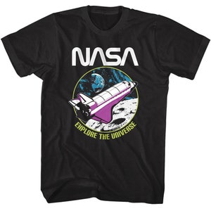 NASA Explore the Universe Adult T-Shirt Space Shuttle Orbiter Moon Landing Earth