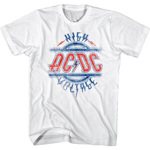 ACDC Shirt Vintage High Voltage Adult T-Shirts AC/DC Rock Music Band Merch Graphic Tees Gift